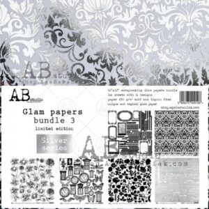 Set 6x silver paper ''Glam papers bundle 3''